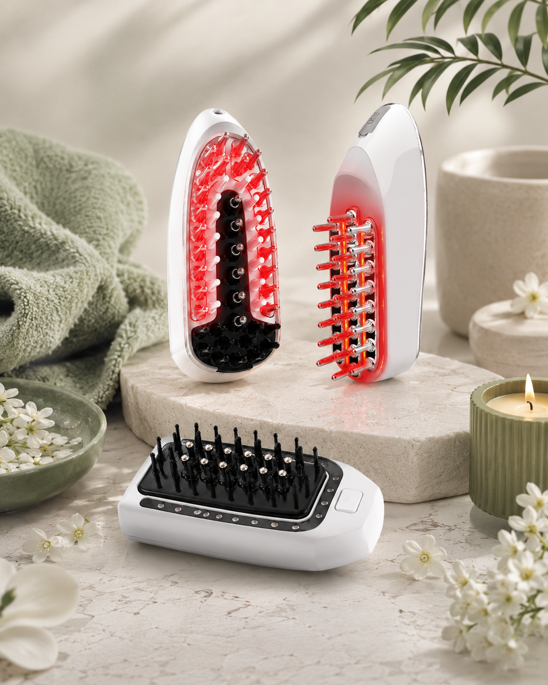 Electric Massage Comb | Portable Vibration Hair Care Tool with Red Light & Microcurrent