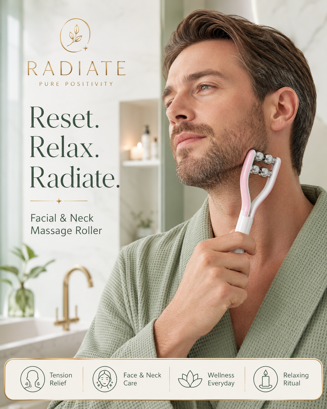 Gua Sha Face Massager | Microcurrent V-Shape Face Lift & Slimming Roller