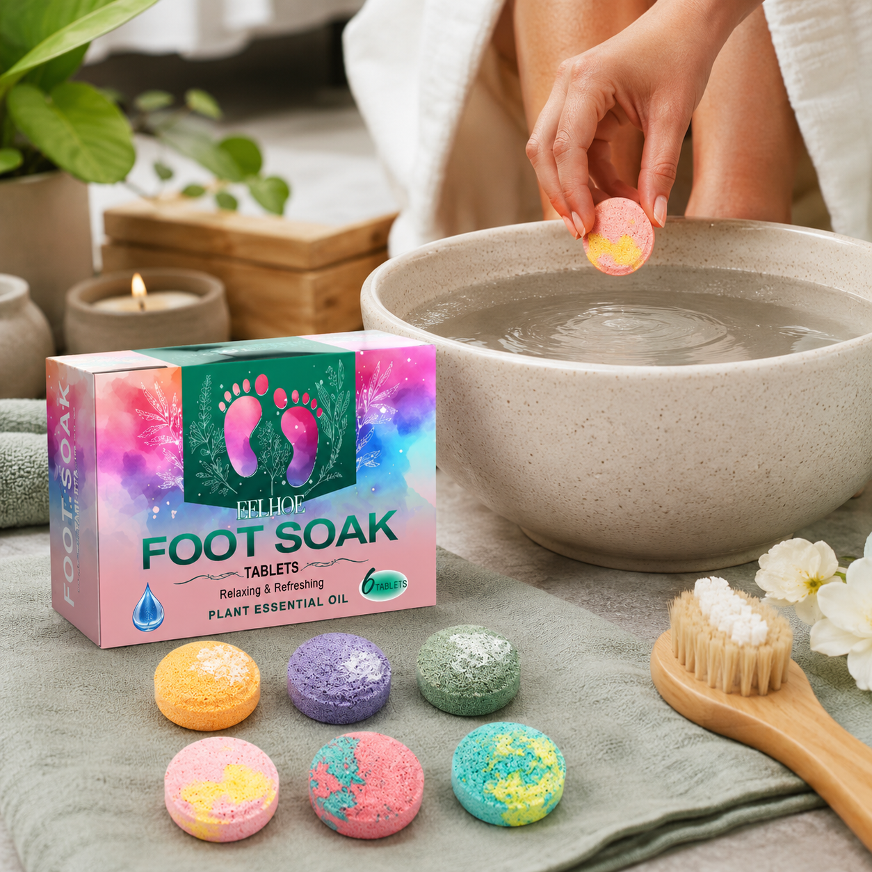 Ginger Foot Soak Bath Bombs – 6pc Spa Set for Tired Feet