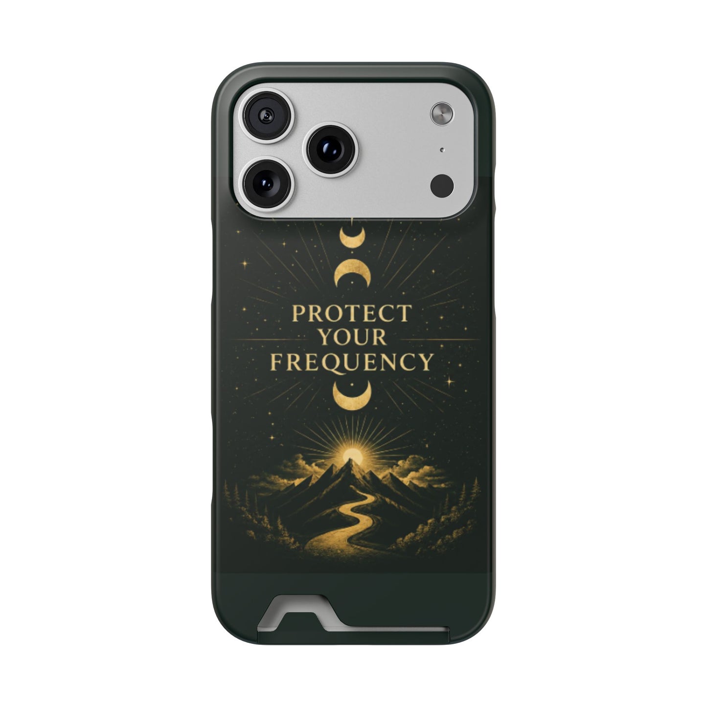 Protégez votre fréquence – Étui de téléphone avec porte-cartes Moon & Mountain