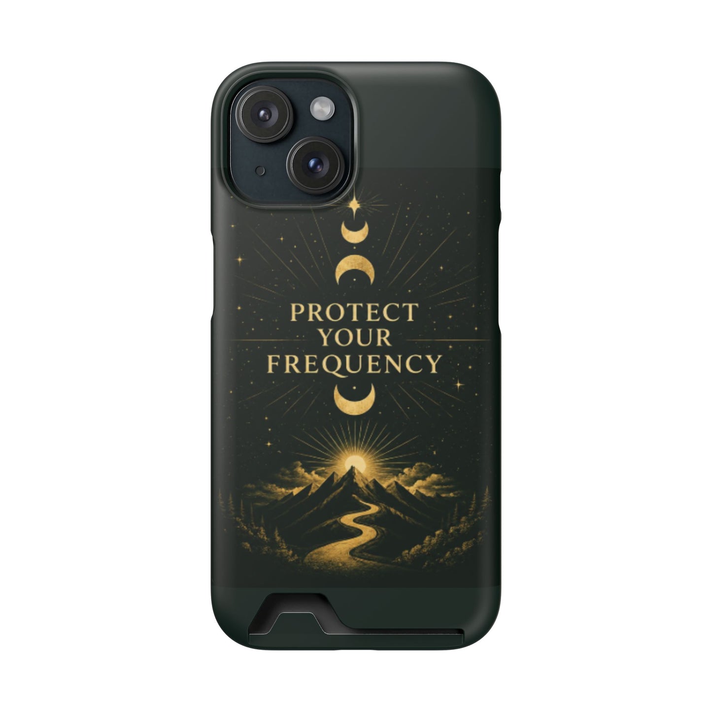 Protégez votre fréquence – Étui de téléphone avec porte-cartes Moon & Mountain