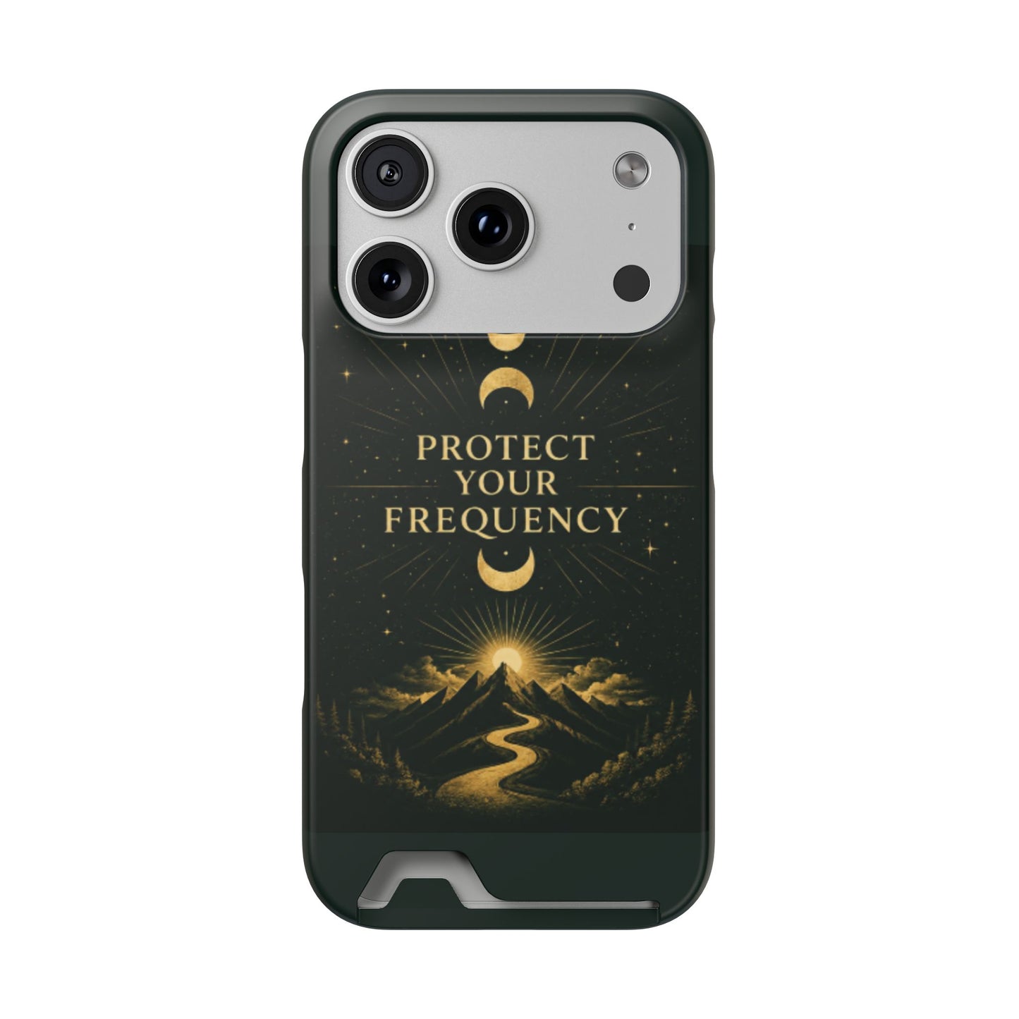 Protégez votre fréquence – Étui de téléphone avec porte-cartes Moon & Mountain