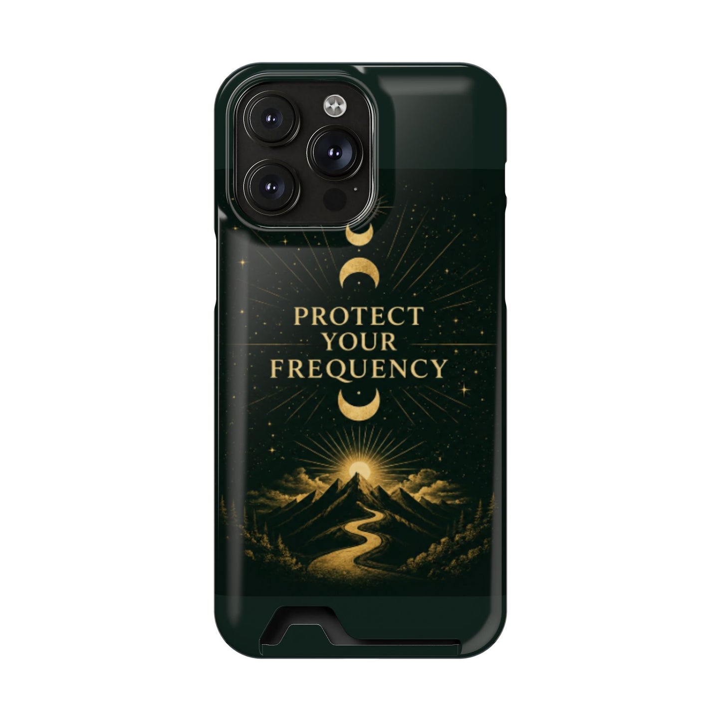Protégez votre fréquence – Étui de téléphone avec porte-cartes Moon & Mountain