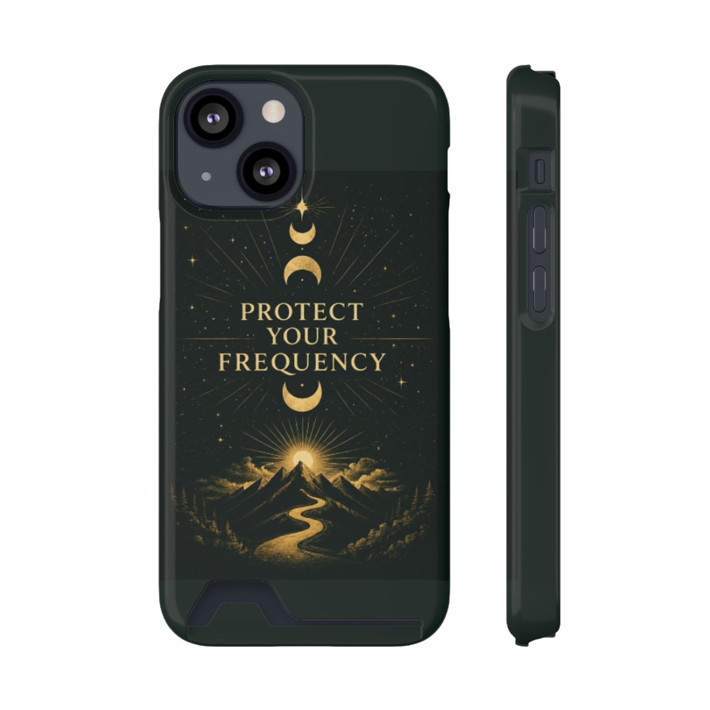 Protégez votre fréquence – Étui de téléphone avec porte-cartes Moon & Mountain