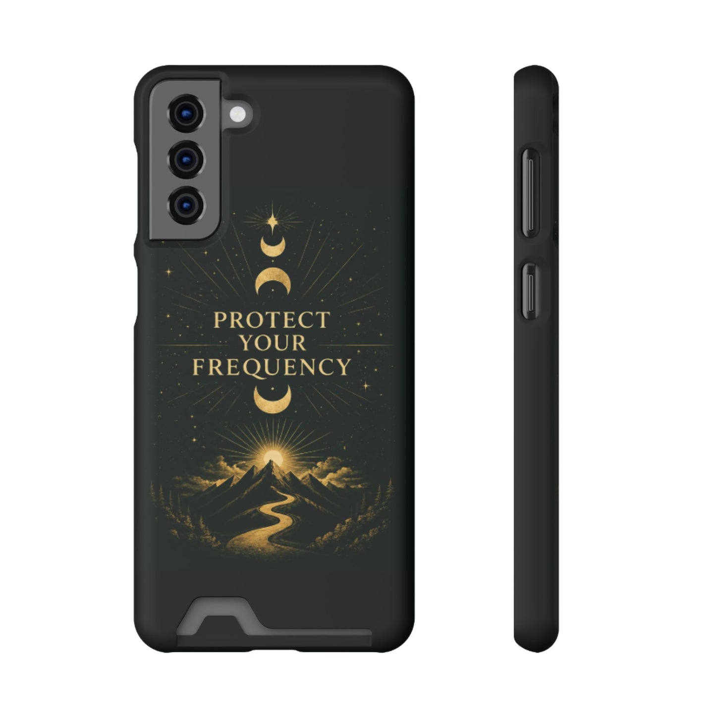 Protégez votre fréquence – Étui de téléphone avec porte-cartes Moon & Mountain