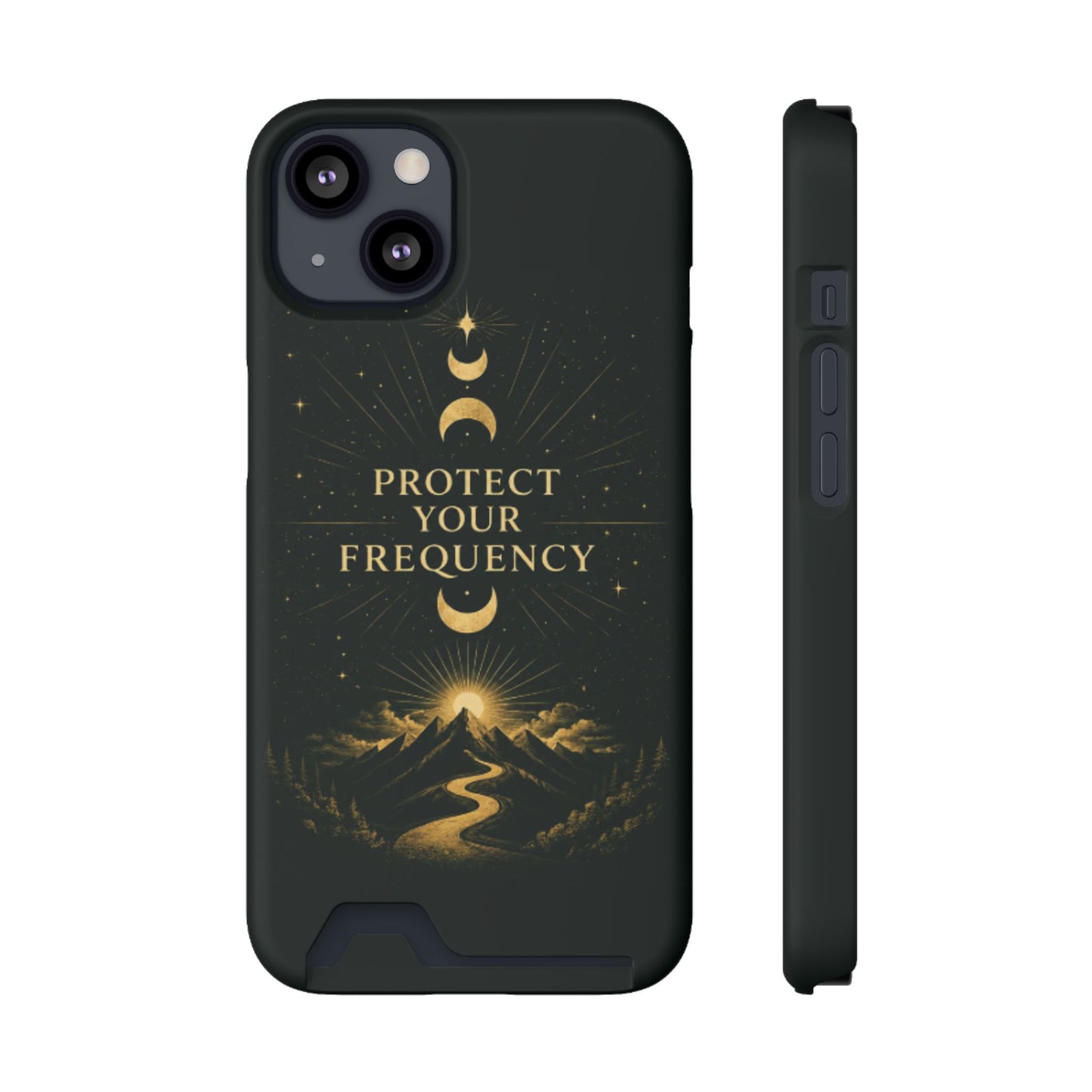 Protégez votre fréquence – Étui de téléphone avec porte-cartes Moon & Mountain