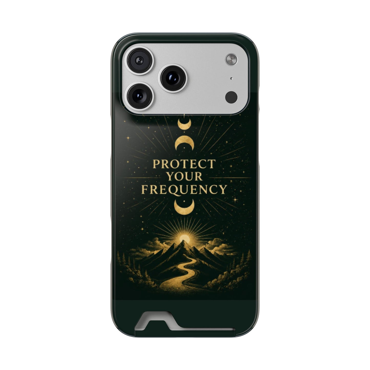 Protégez votre fréquence – Étui de téléphone avec porte-cartes Moon & Mountain