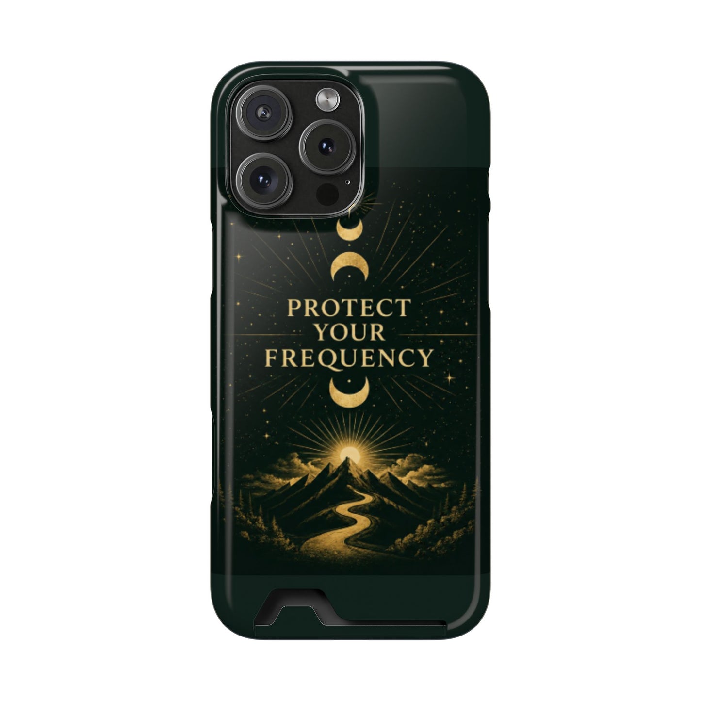 Protégez votre fréquence – Étui de téléphone avec porte-cartes Moon & Mountain