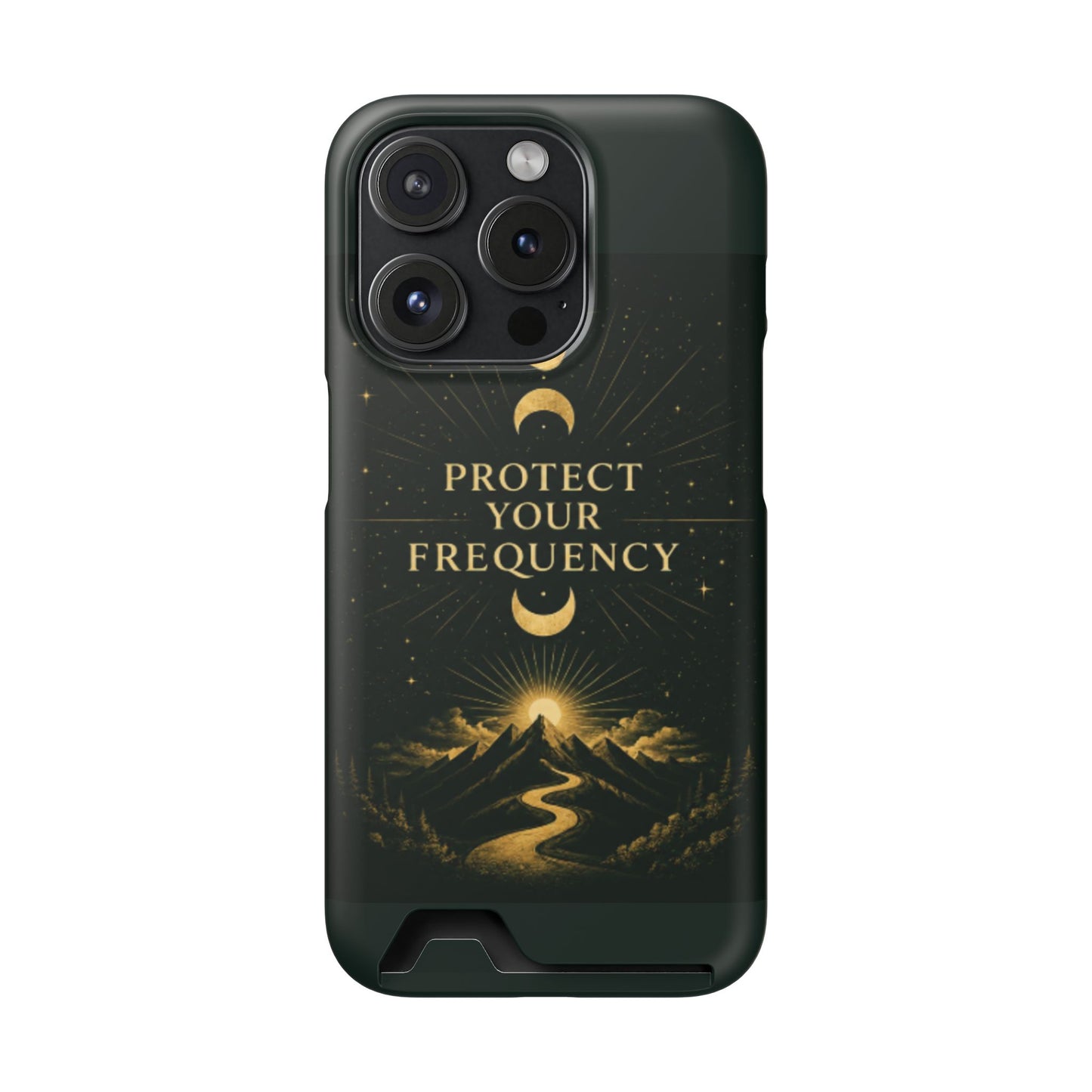 Protégez votre fréquence – Étui de téléphone avec porte-cartes Moon & Mountain