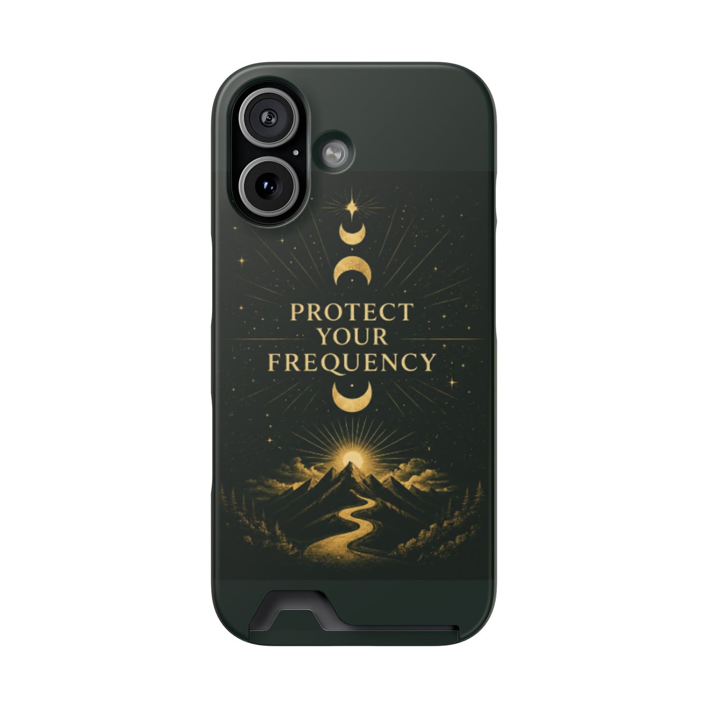 Protégez votre fréquence – Étui de téléphone avec porte-cartes Moon & Mountain