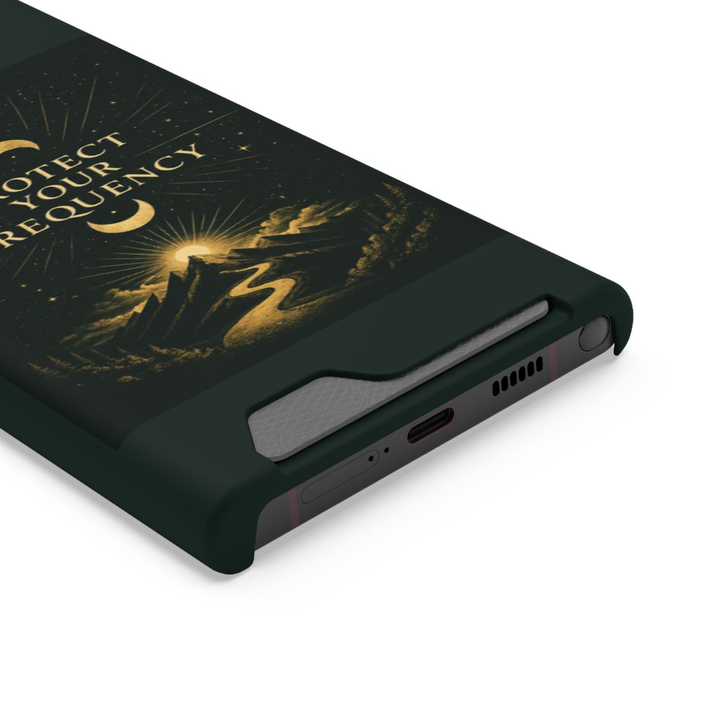 Protégez votre fréquence – Étui de téléphone avec porte-cartes Moon & Mountain