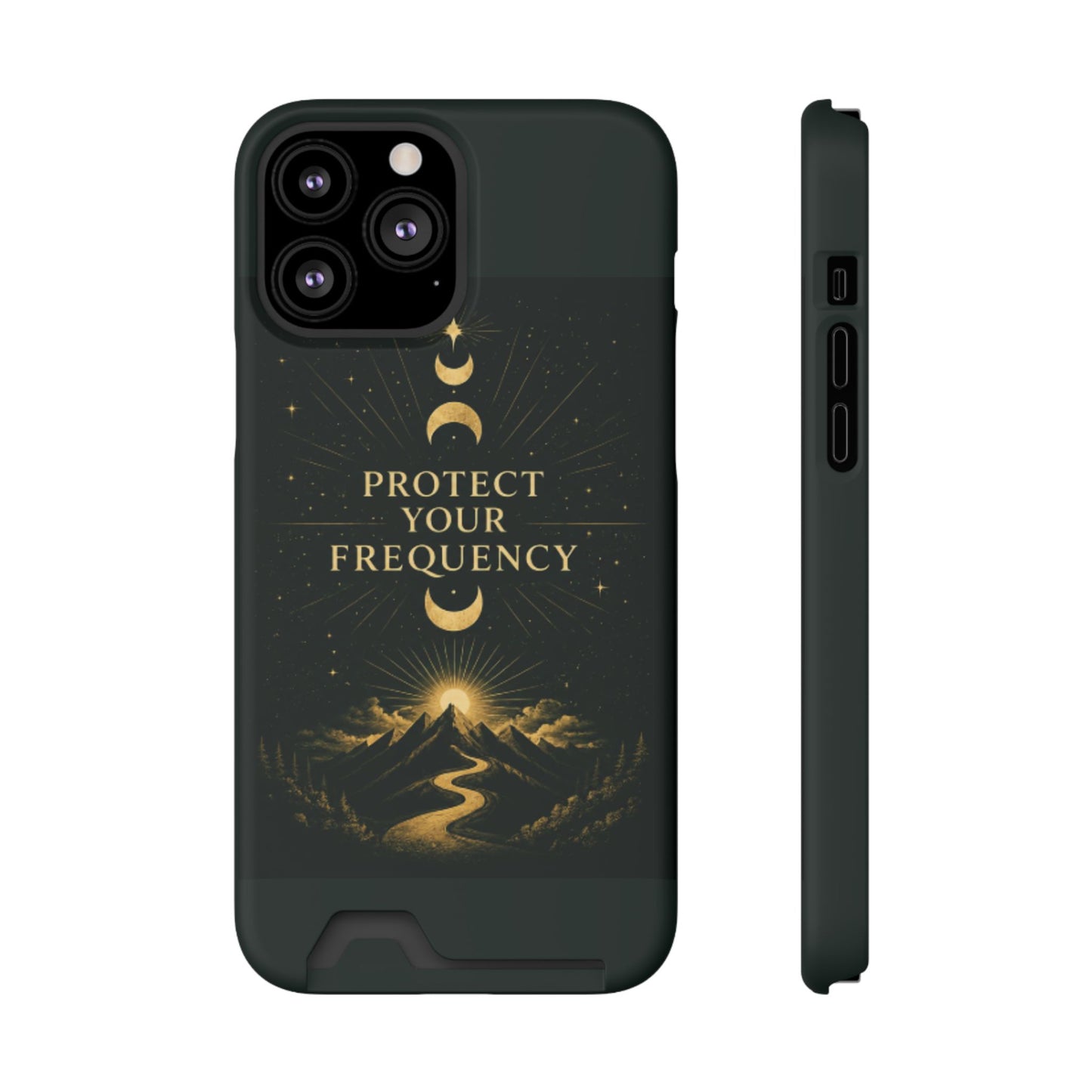 Protégez votre fréquence – Étui de téléphone avec porte-cartes Moon & Mountain