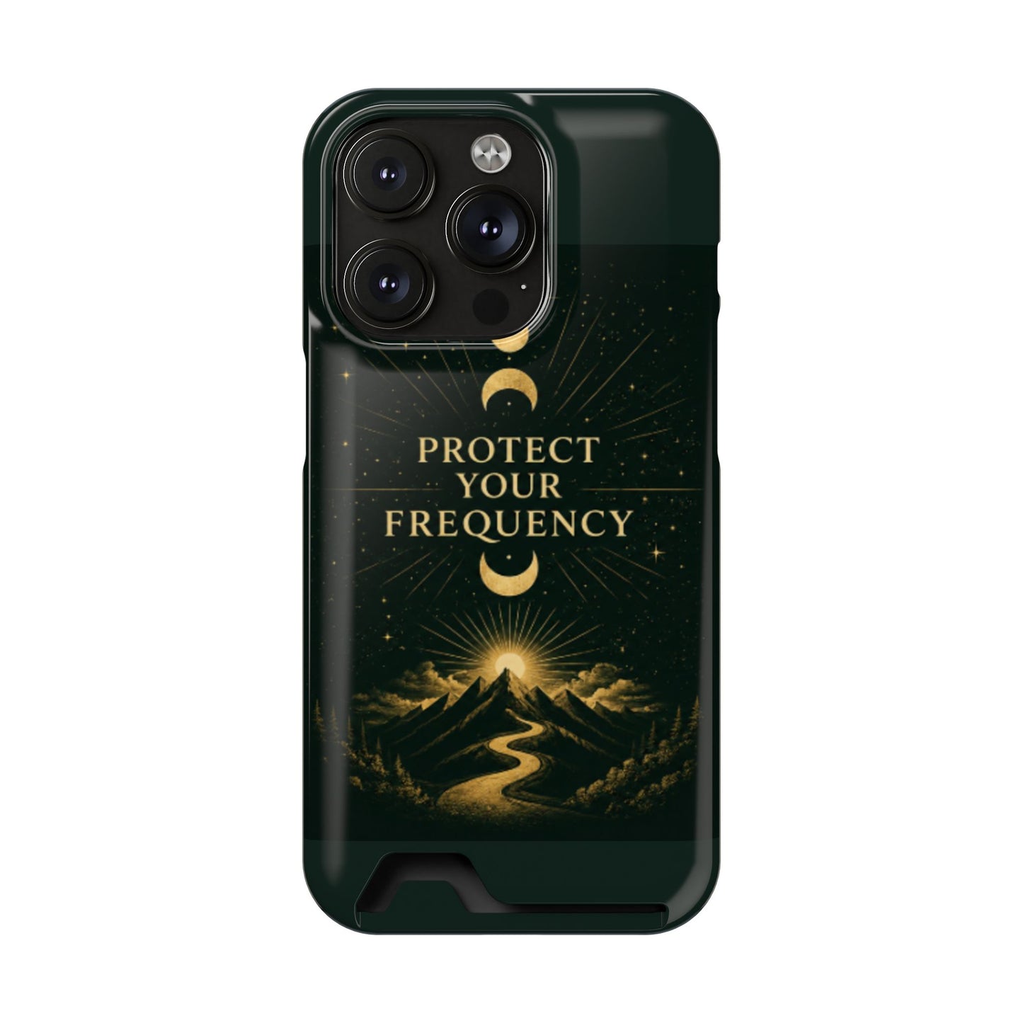 Protégez votre fréquence – Étui de téléphone avec porte-cartes Moon & Mountain
