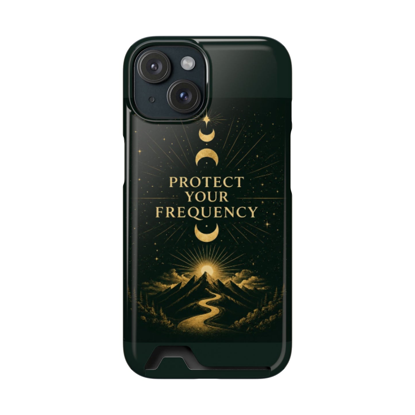 Protégez votre fréquence – Étui de téléphone avec porte-cartes Moon & Mountain