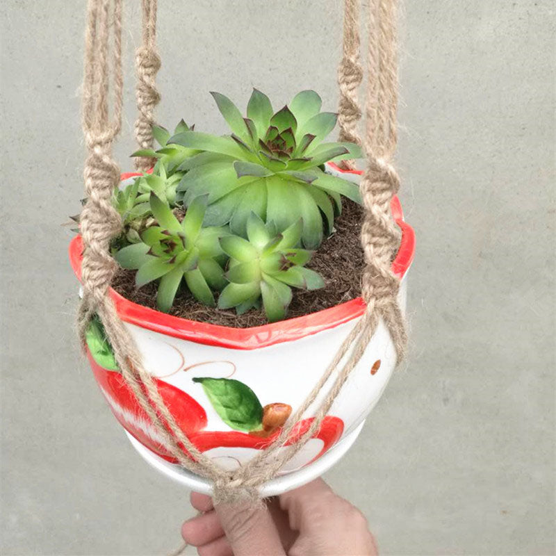 Suspension pour plantes en macramé – Filet de suspension tressé à la main pour pots de fleurs
