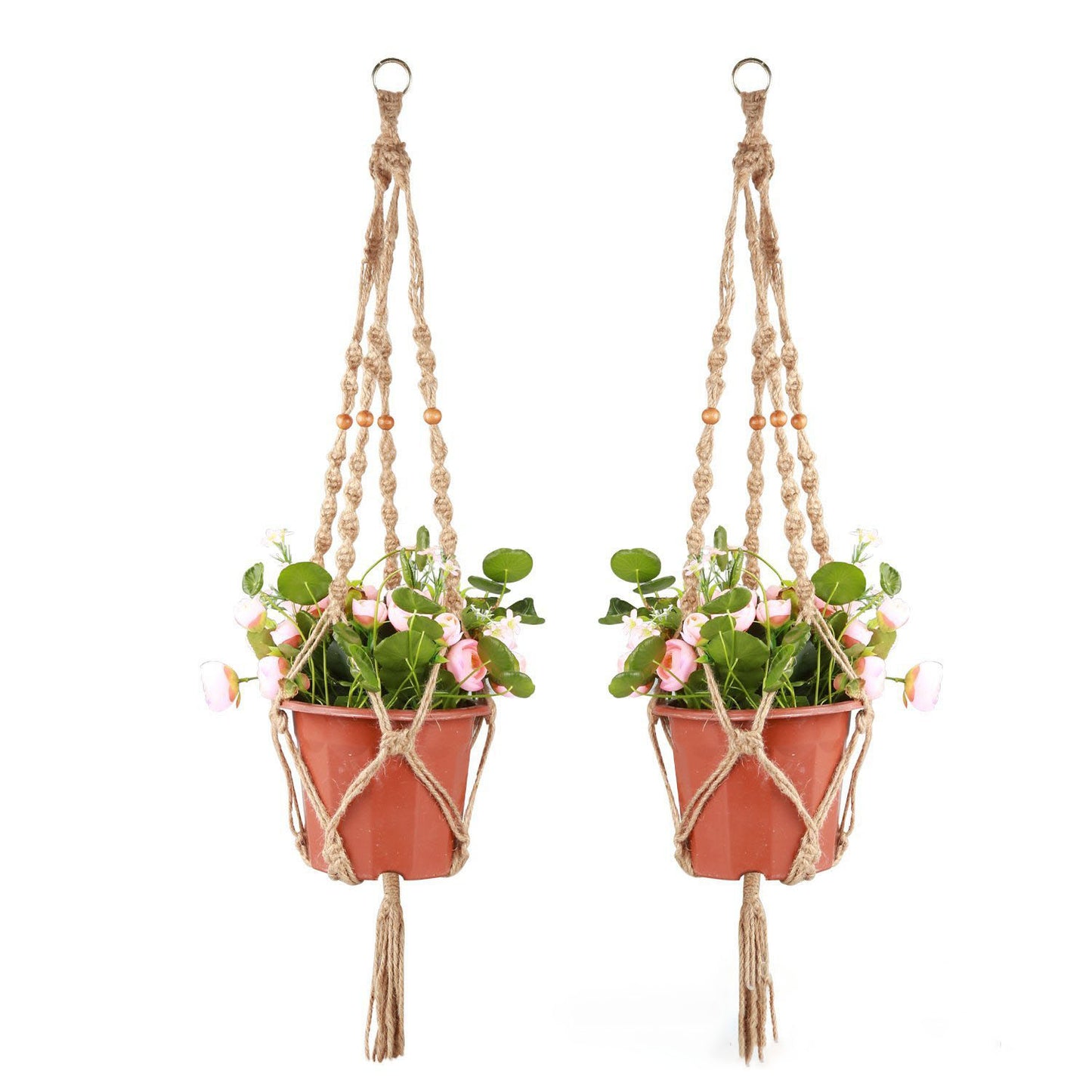 Suspension pour plantes en macramé – Filet de suspension tressé à la main pour pots de fleurs