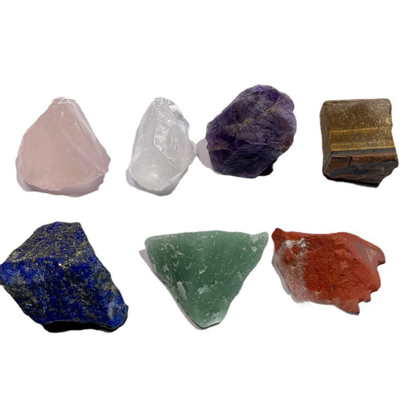 Sieben Chakra Naturkristall Rohstein Set – Heilenergie Steine