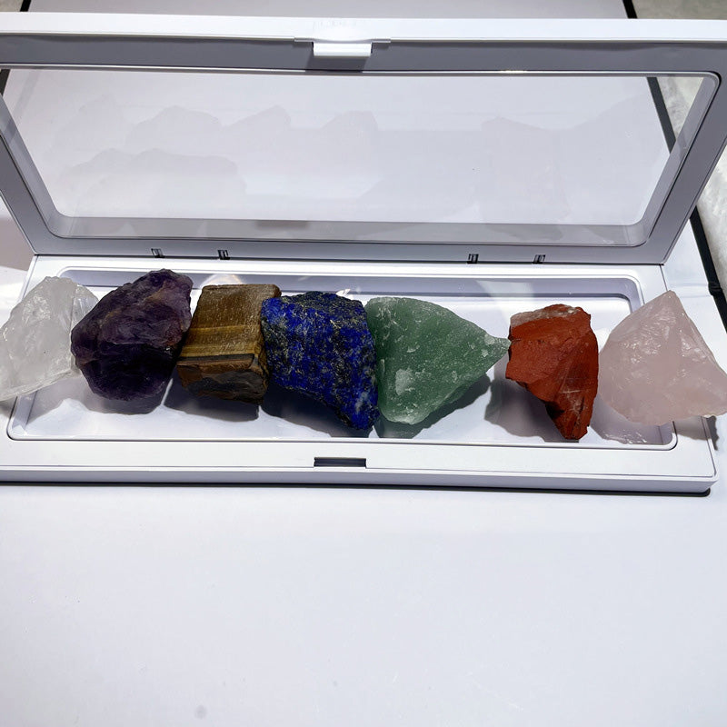 Sieben Chakra Naturkristall Rohstein Set – Heilenergie Steine