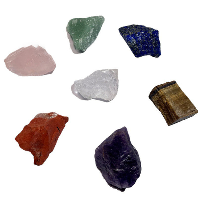Sieben Chakra Naturkristall Rohstein Set – Heilenergie Steine