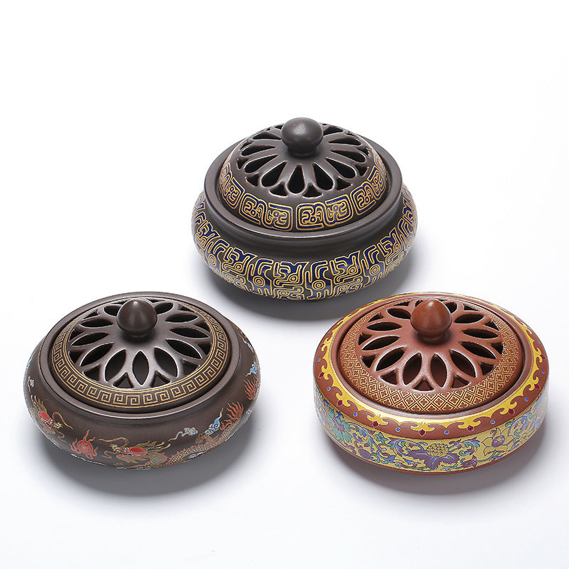 Brûleur d'encens en cloisonné céramique – Fait main à Dehua