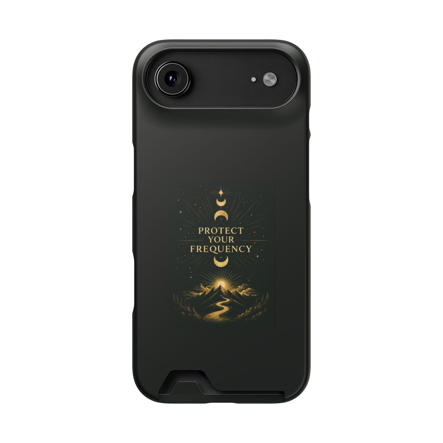 Protégez votre fréquence – Étui de téléphone avec porte-cartes Moon & Mountain