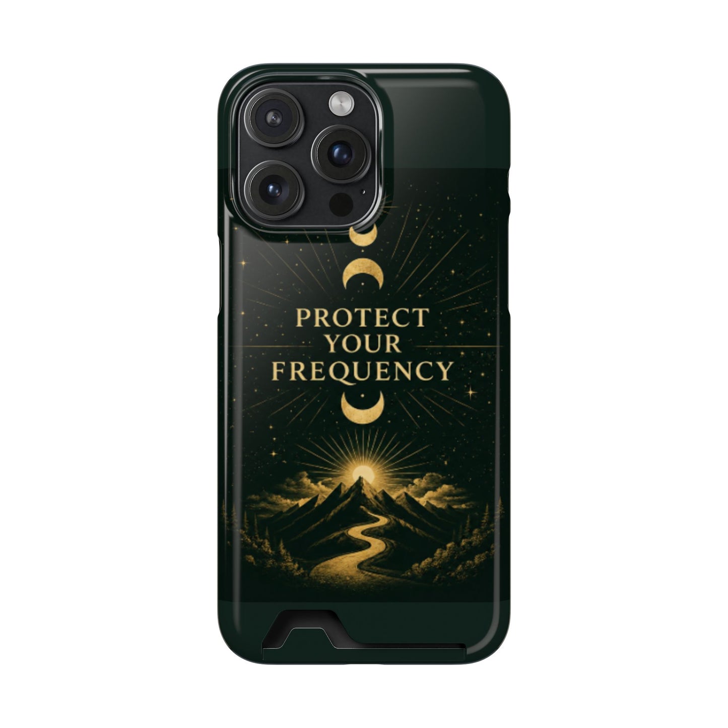 Protégez votre fréquence – Étui de téléphone avec porte-cartes Moon & Mountain