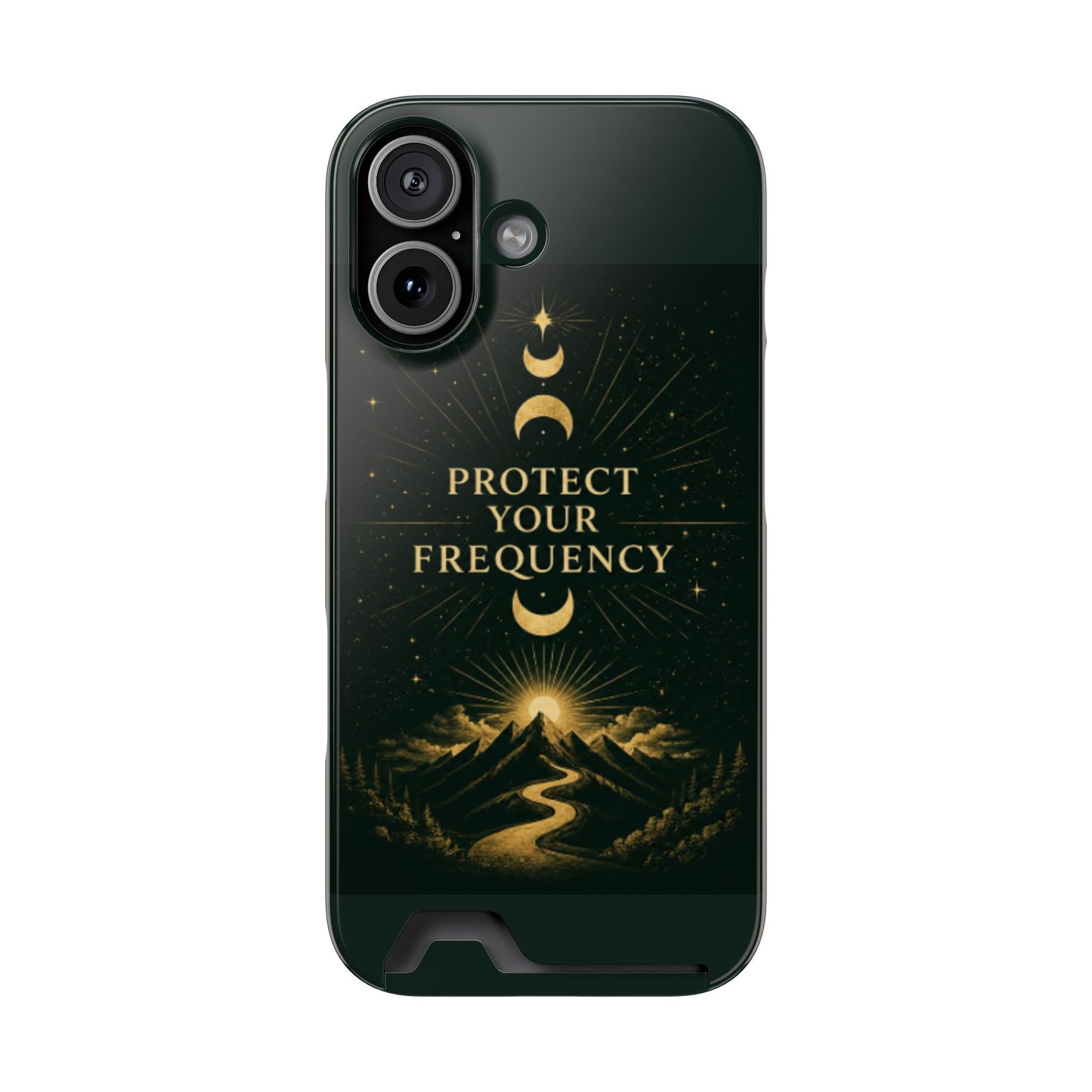 Protégez votre fréquence – Étui de téléphone avec porte-cartes Moon & Mountain