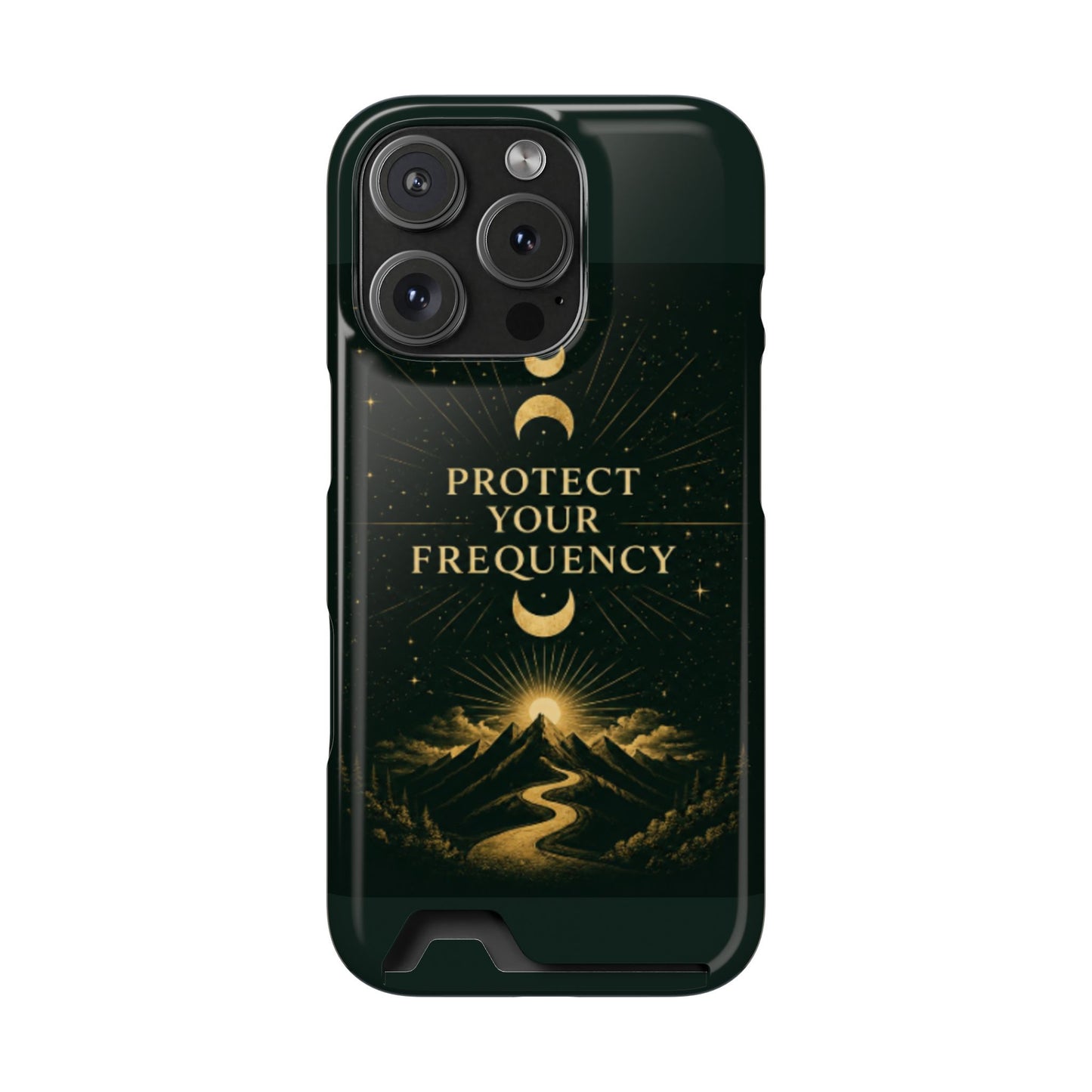 Protégez votre fréquence – Étui de téléphone avec porte-cartes Moon & Mountain