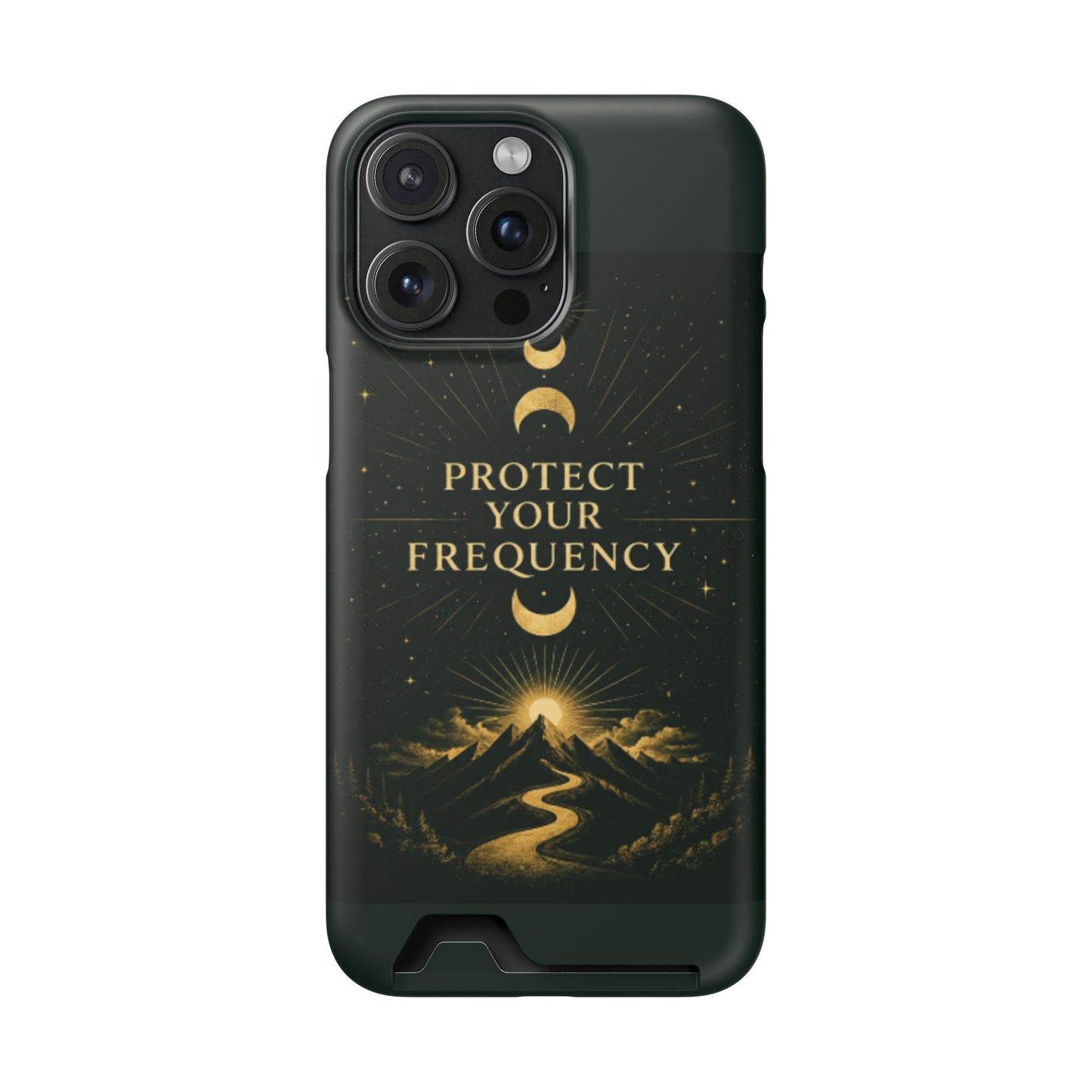 Protégez votre fréquence – Étui de téléphone avec porte-cartes Moon & Mountain