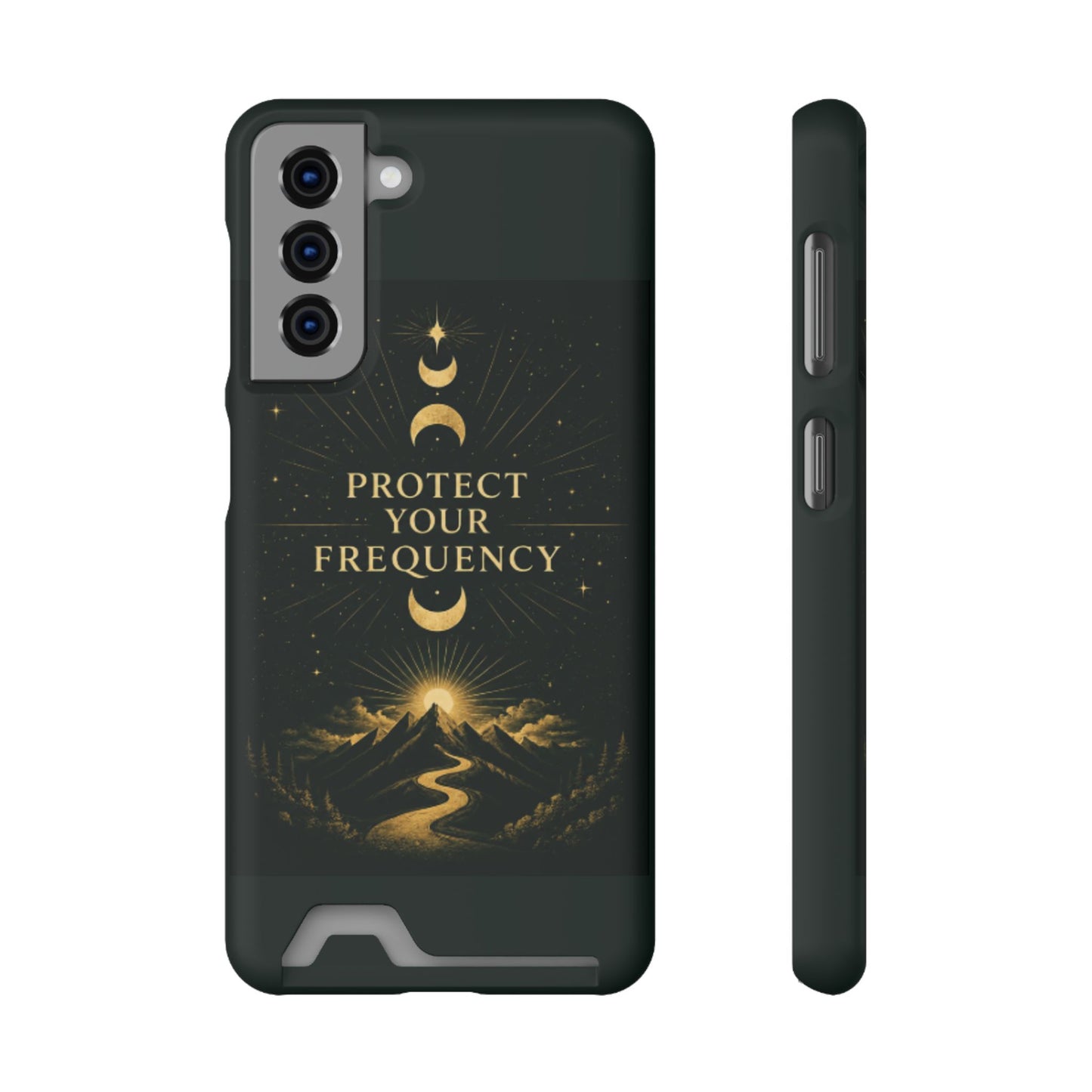 Protégez votre fréquence – Étui de téléphone avec porte-cartes Moon & Mountain