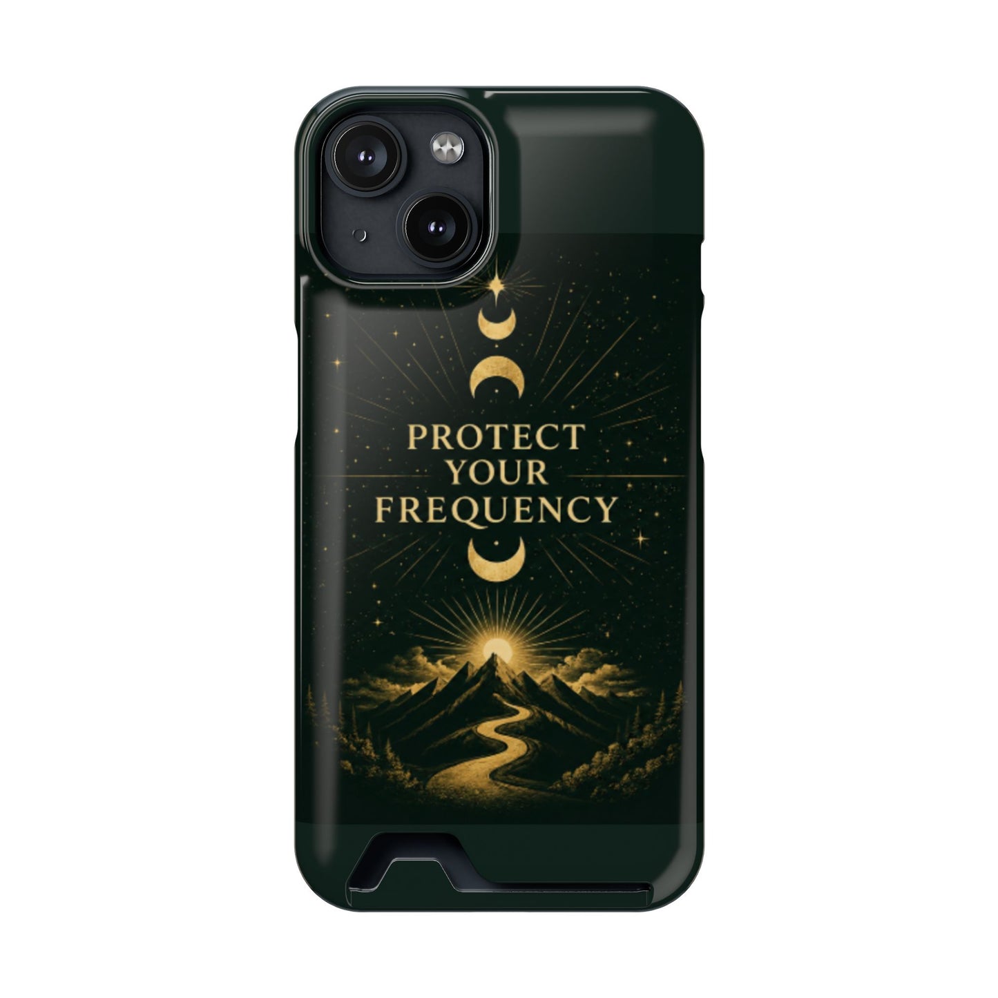 Protégez votre fréquence – Étui de téléphone avec porte-cartes Moon & Mountain