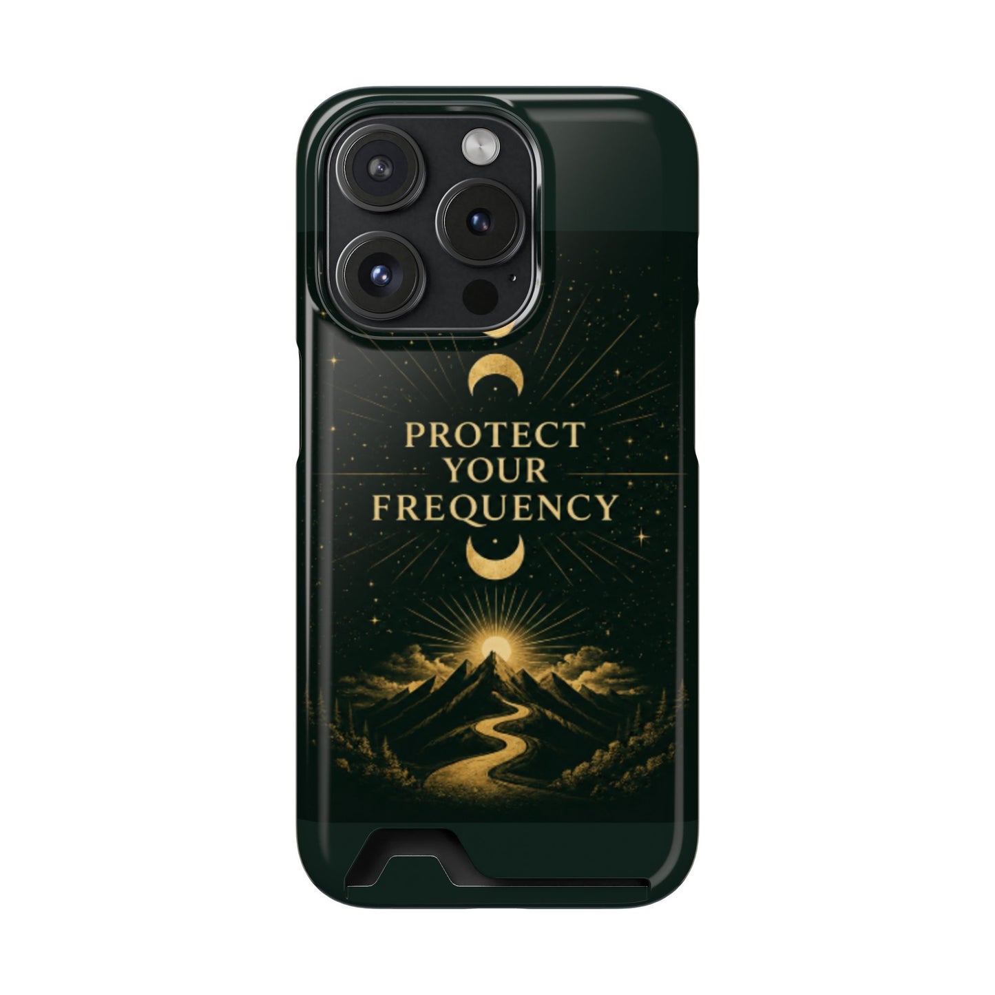 Protégez votre fréquence – Étui de téléphone avec porte-cartes Moon & Mountain