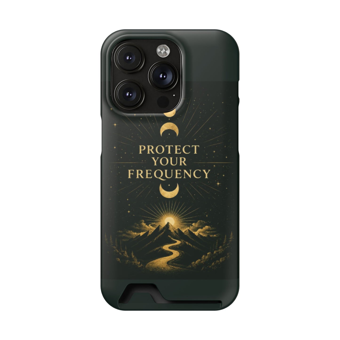 Protégez votre fréquence – Étui de téléphone avec porte-cartes Moon & Mountain