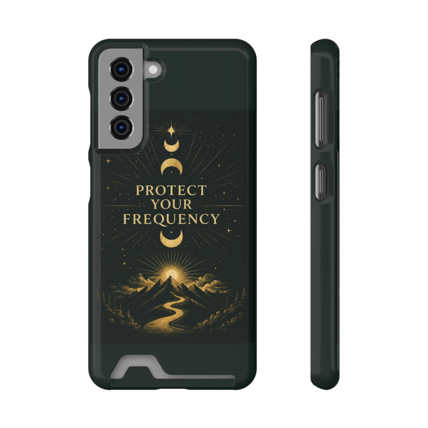 Protégez votre fréquence – Étui de téléphone avec porte-cartes Moon & Mountain