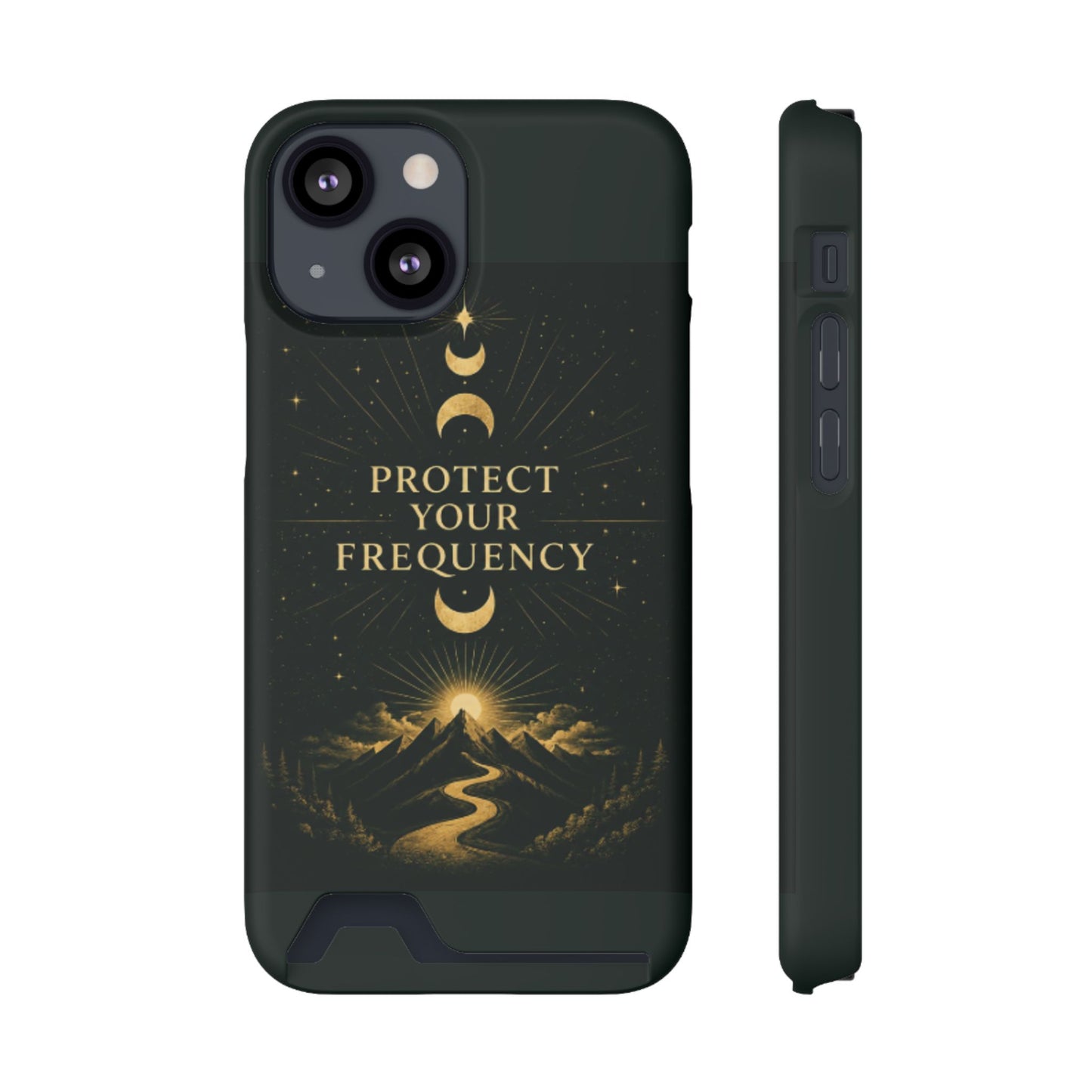 Protégez votre fréquence – Étui de téléphone avec porte-cartes Moon & Mountain