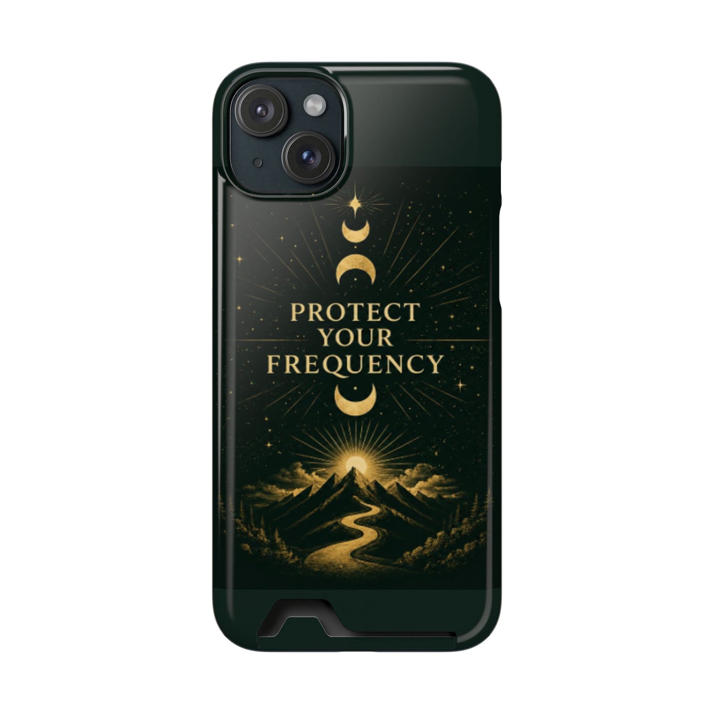 Protégez votre fréquence – Étui de téléphone avec porte-cartes Moon & Mountain
