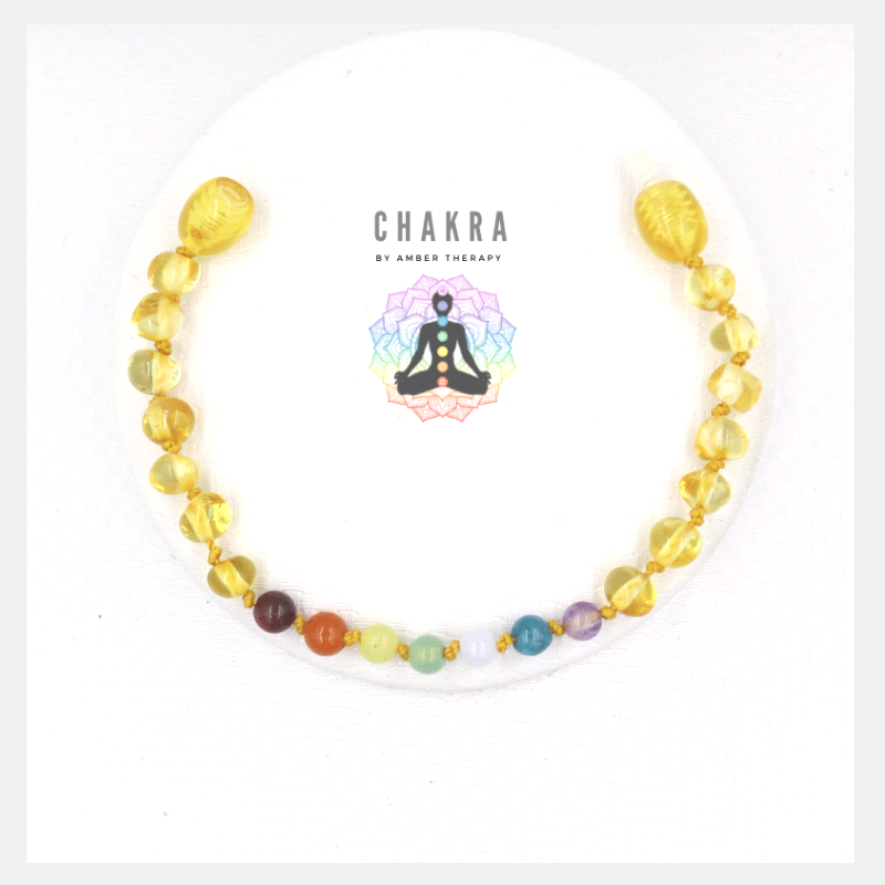 Children's Chakra & Honey Amber Bracelet | Crystal & Amber Child Anklet