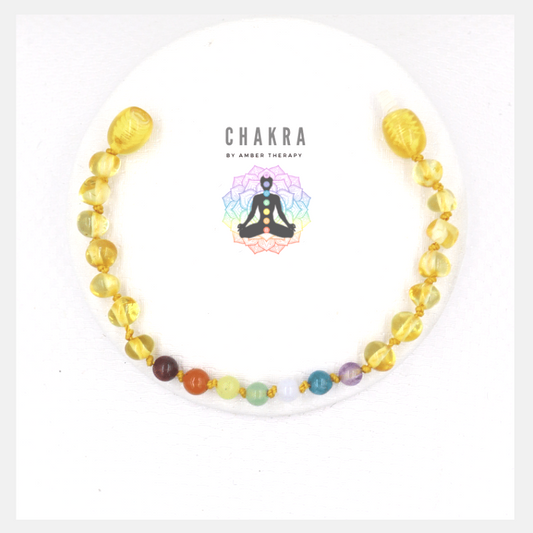 Children's Chakra & Honey Amber Bracelet | Crystal & Amber Child Anklet Amber Therapy