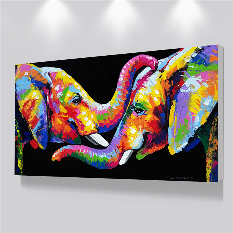 Bunter Elefant Wandkunstdruck – Rahmenloses Leinwandposter
