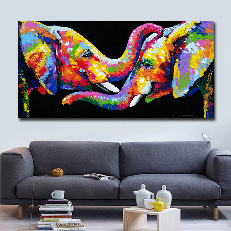 Bunter Elefant Wandkunstdruck – Rahmenloses Leinwandposter