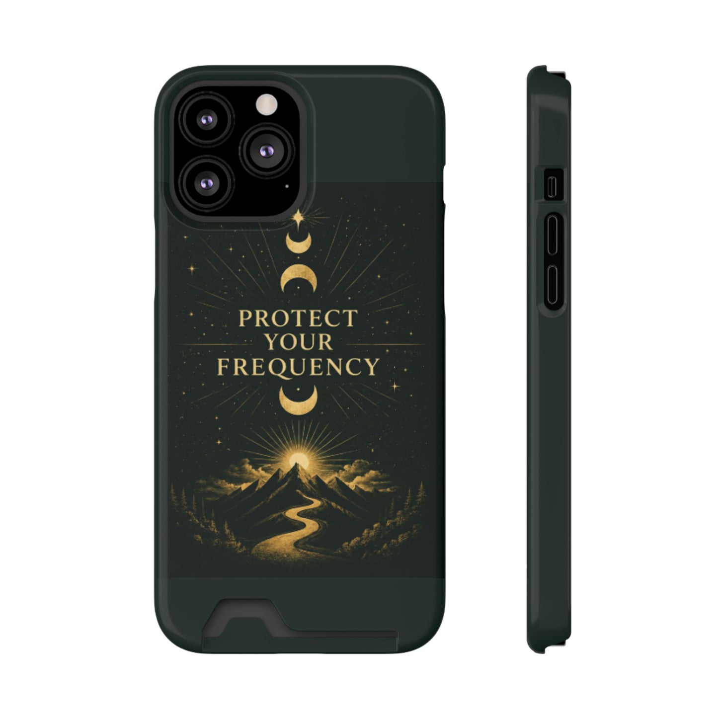 Protégez votre fréquence – Étui de téléphone avec porte-cartes Moon & Mountain