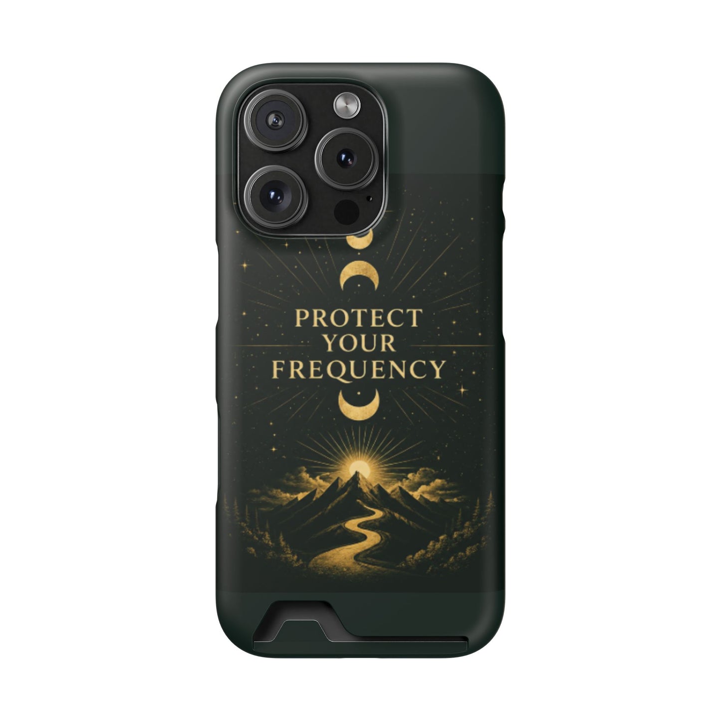 Protégez votre fréquence – Étui de téléphone avec porte-cartes Moon & Mountain