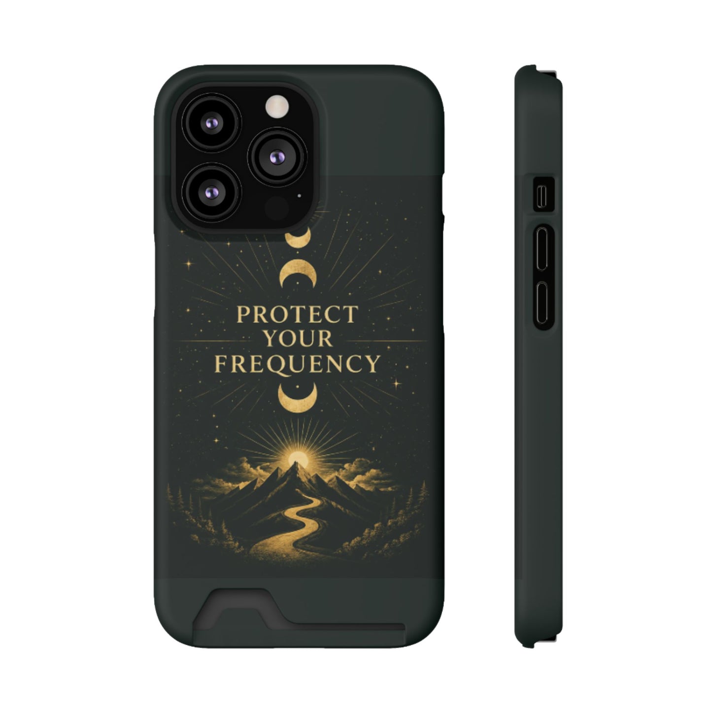 Protégez votre fréquence – Étui de téléphone avec porte-cartes Moon & Mountain