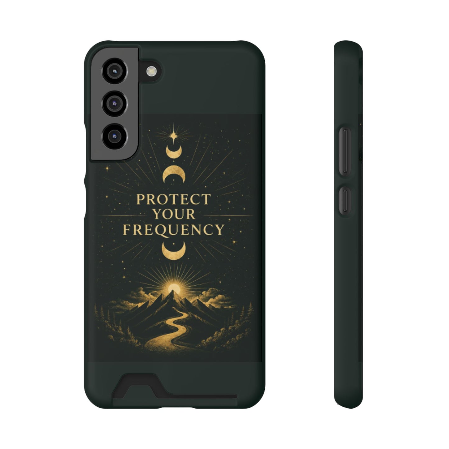 Protégez votre fréquence – Étui de téléphone avec porte-cartes Moon & Mountain