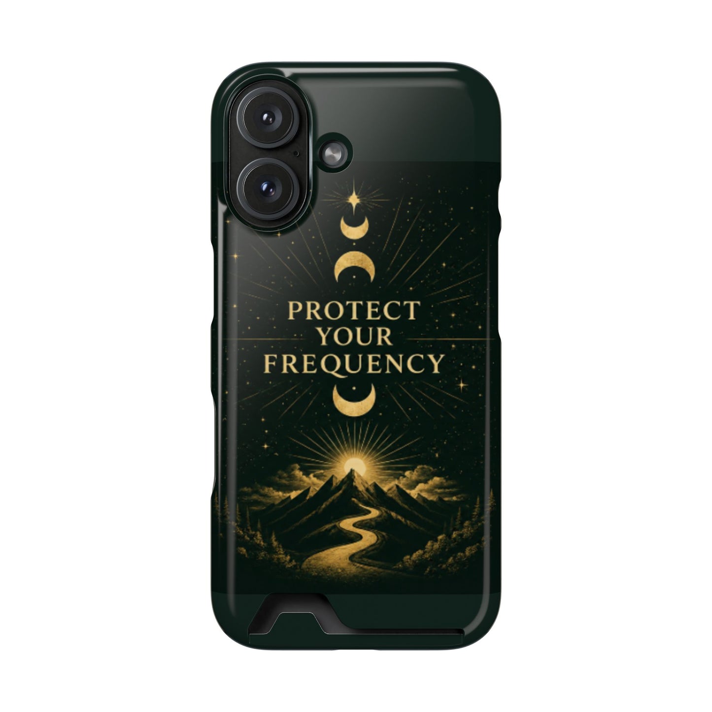 Protégez votre fréquence – Étui de téléphone avec porte-cartes Moon & Mountain