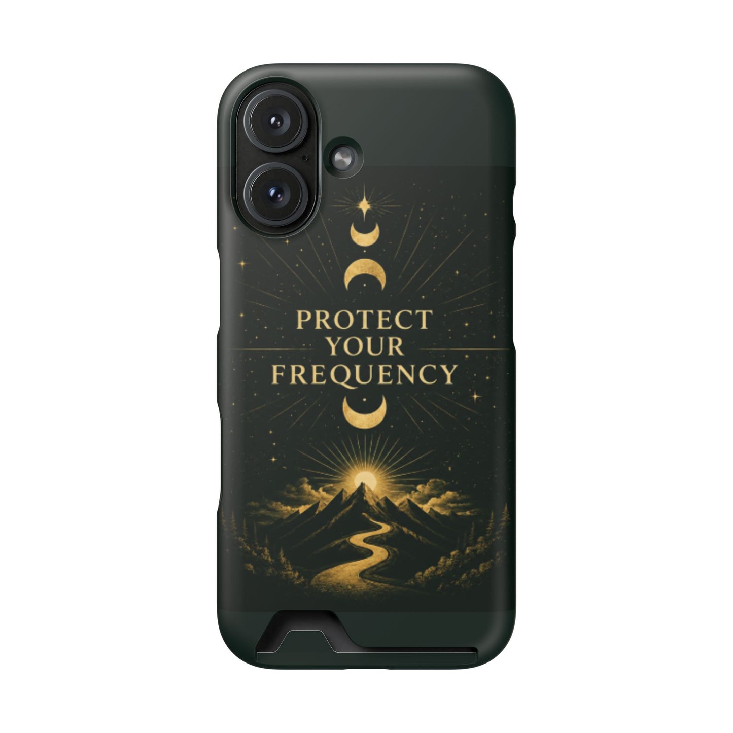 Protégez votre fréquence – Étui de téléphone avec porte-cartes Moon & Mountain