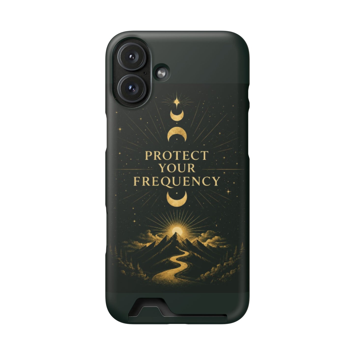 Protégez votre fréquence – Étui de téléphone avec porte-cartes Moon & Mountain