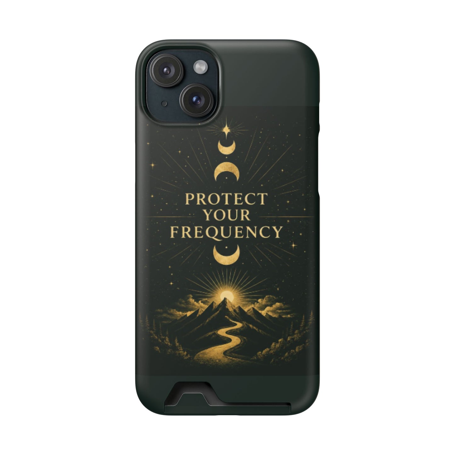 Protégez votre fréquence – Étui de téléphone avec porte-cartes Moon & Mountain