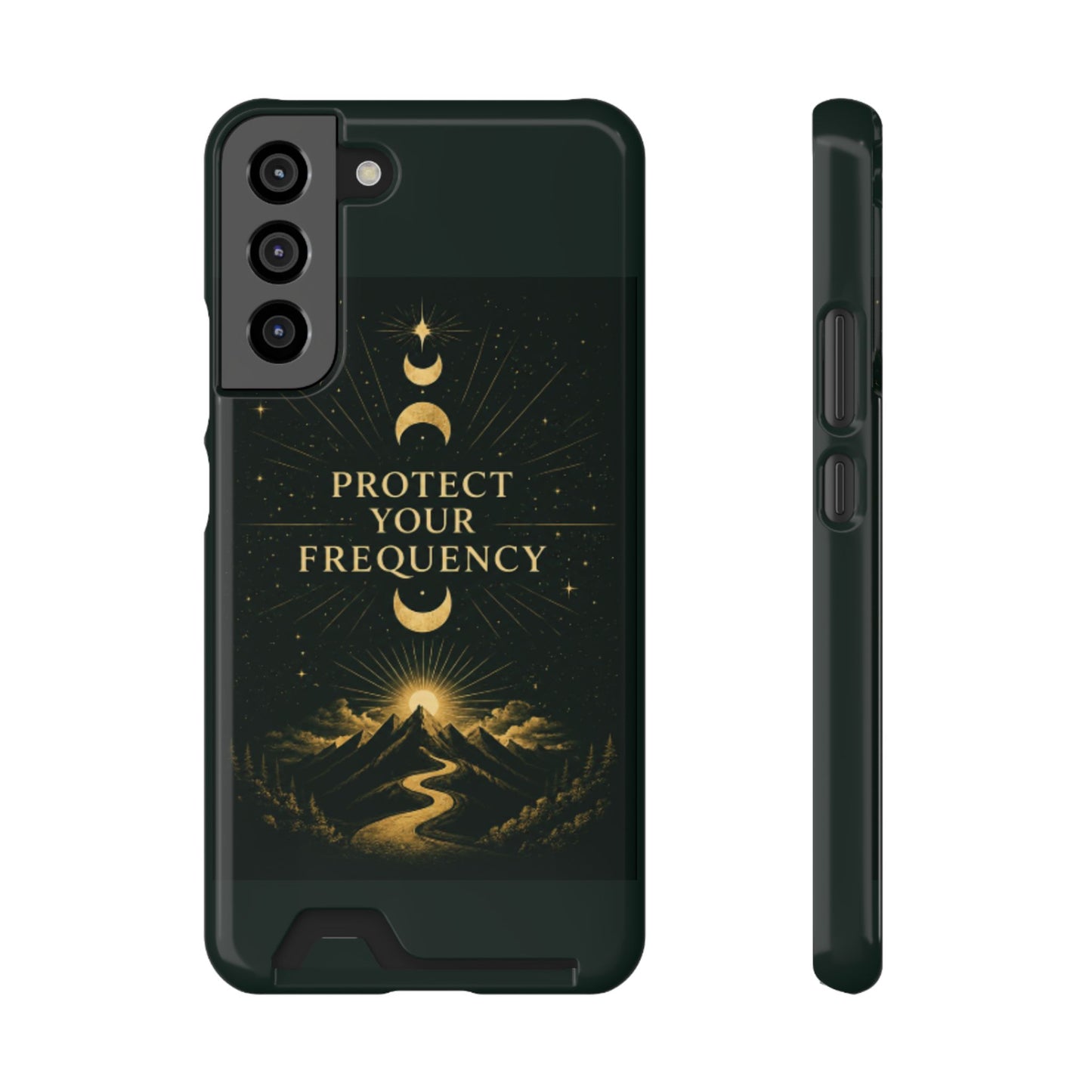 Protégez votre fréquence – Étui de téléphone avec porte-cartes Moon & Mountain
