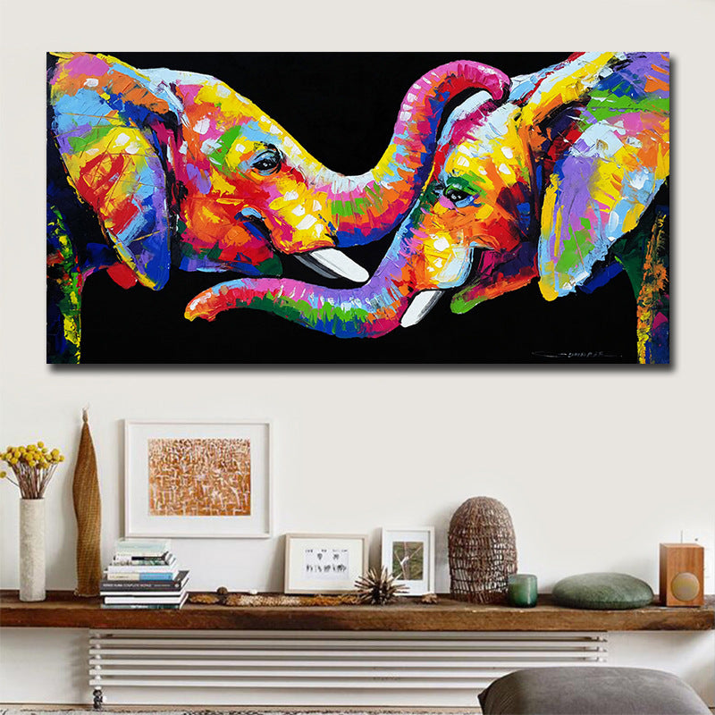 Bunter Elefant Wandkunstdruck – Rahmenloses Leinwandposter